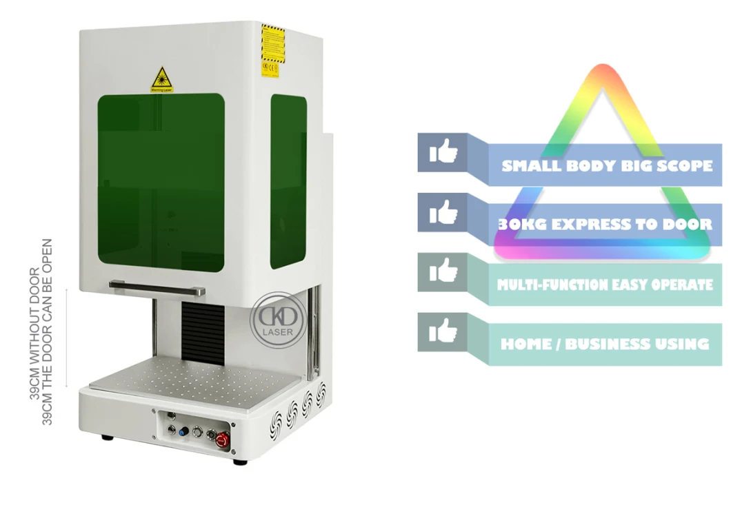 Auto Focus Mini Fully Enclosed Type Fiber Laser Marking Machine for Metal Color Logo Printing Plastic Pet Tag Engraving Number Plate Number Plate Memory Card